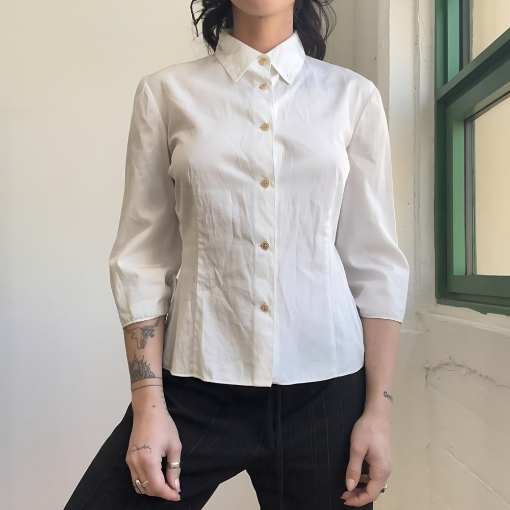 Classic White Button-Up Women's Top
